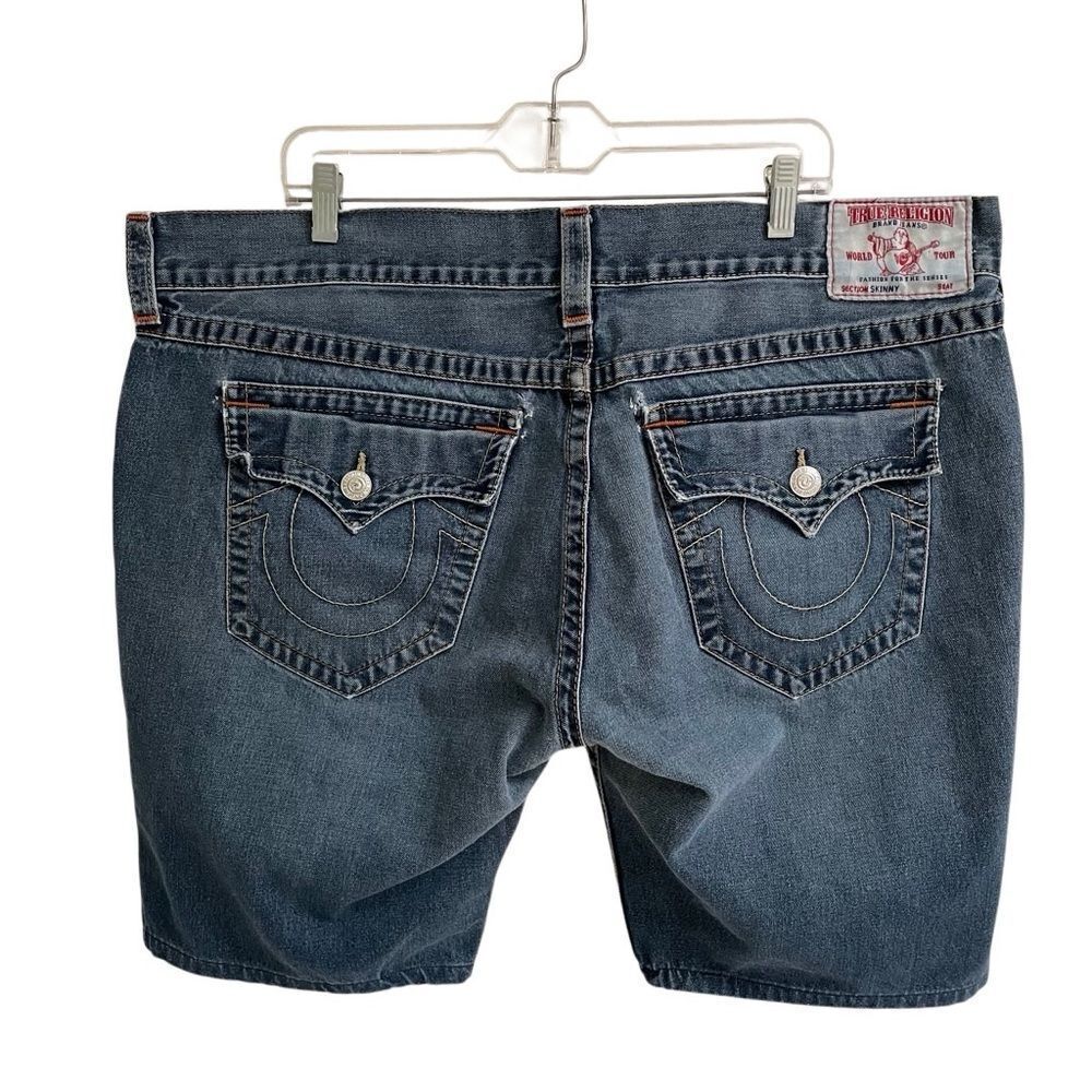 True Religion Skinny Old Multi Distressed Denim‎ Jean Shorts Size 42